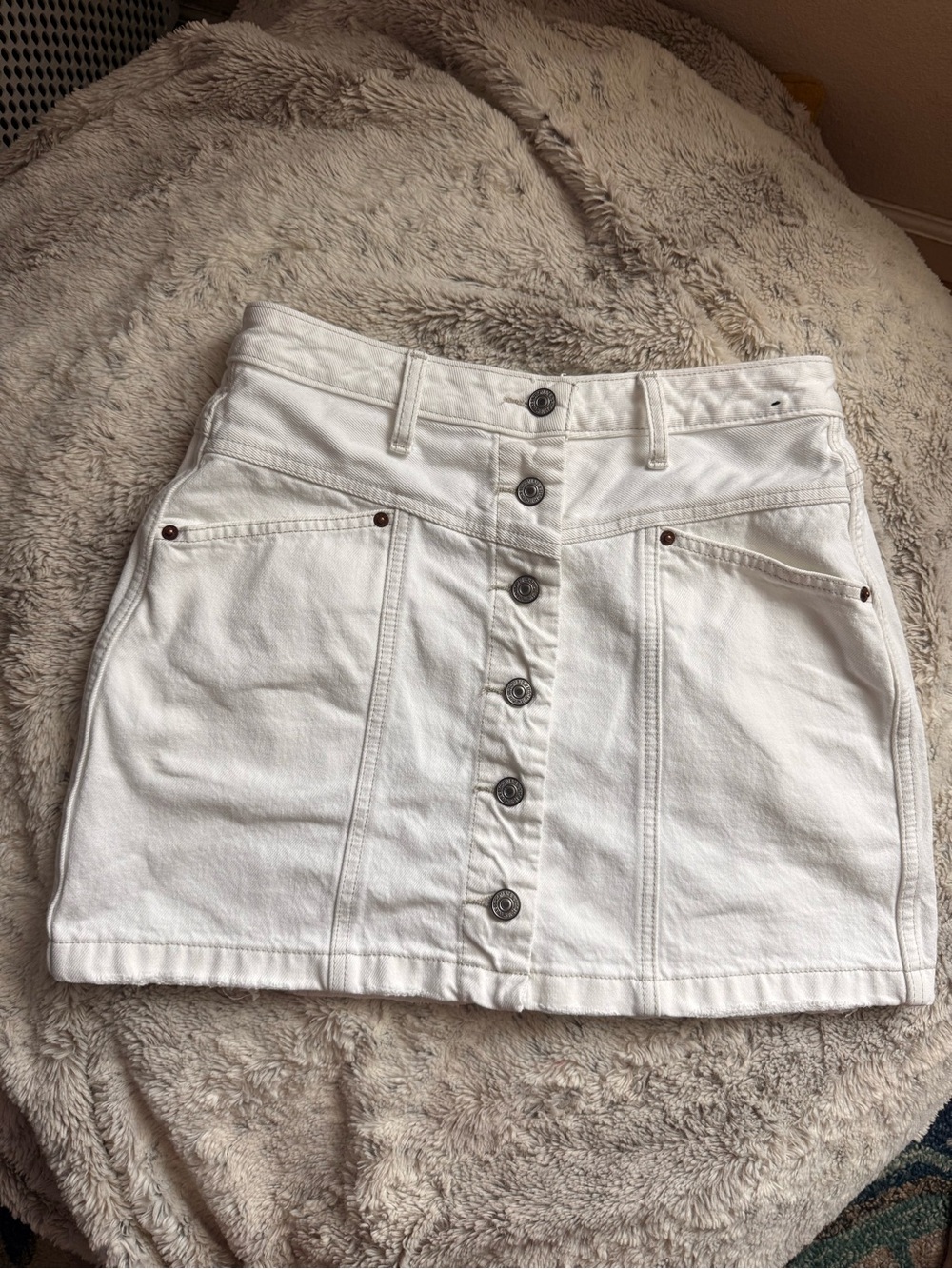 Abercrombie & Fitch white jean distressed skirt